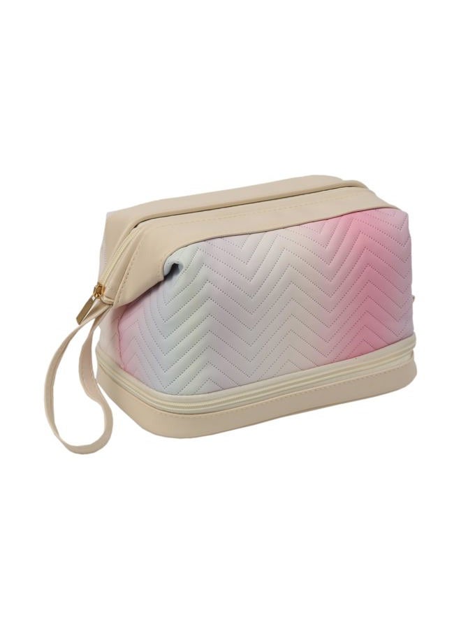 Gradient colored BELLELE Makeup Bag with Double Layer, Pink, Double-layer, Expandable, Gradient, Purple - Image 1